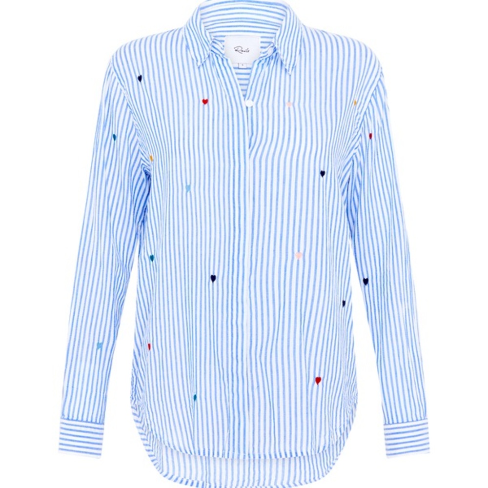 Rails Striped Button-Up Shirt with Embroidered Accents